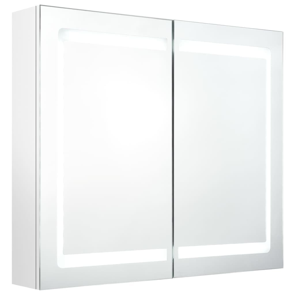 vidaXL Bathroom Cabinet, Mirrored Bathroom Vanity, LED Bathroom Cabinet, Bath Medicine Cabinet Wall Mounted Medicine Cabinet, Modern, Shining White