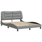 vidaXL Full Fabric Bed Frame with Headboard - Light Gray - Modern Design - 53.9"x74.8"