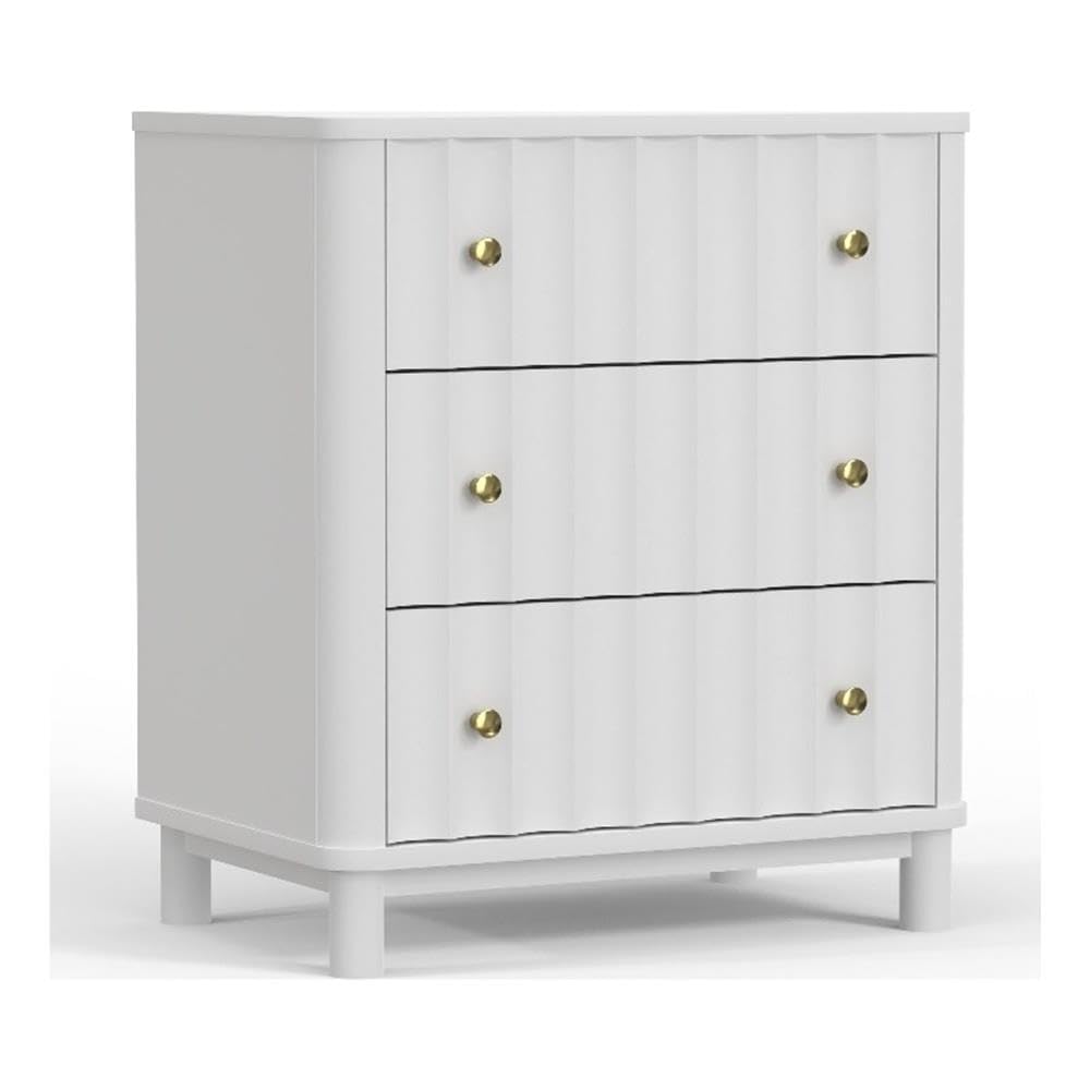 Alpine Furniture Stapleton 3-Drawer Mahogany And Veneer Small Chest, White