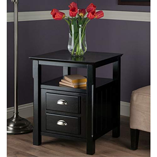 Ergode Timber Nightstand - Versatile & Stylish Bedroom Storage with Drawer & Shelf - Black Finish - Elegant Design - Easy Assembly - 20' W x 20' D x 25' H