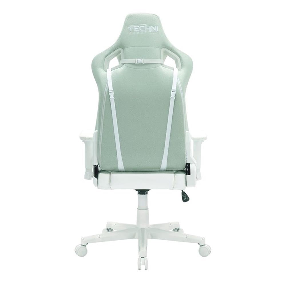 Techni Sport 17" Modern Fabric Ergonomic Gaming Chair in Mint Green/White