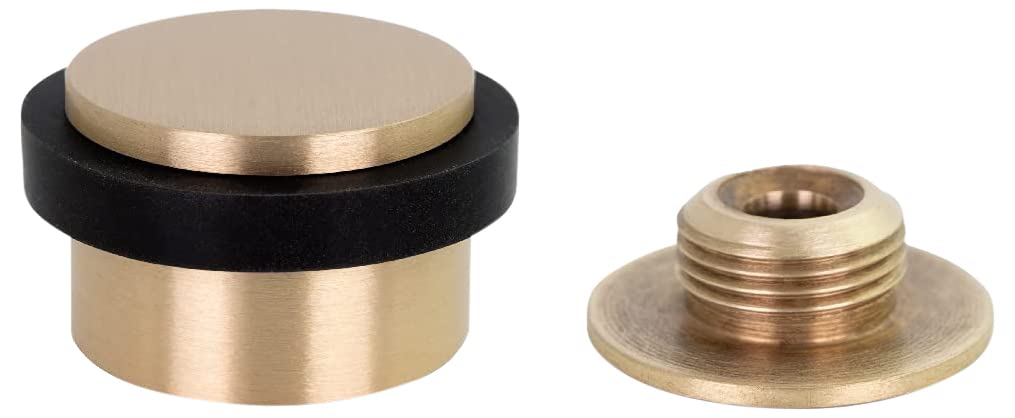 Evi | Adhesive Doorstop | Threaded Base | 0.8' X 1.1' | Natural Silicone | Brass Finished | Simple Fixation | 100% Functional