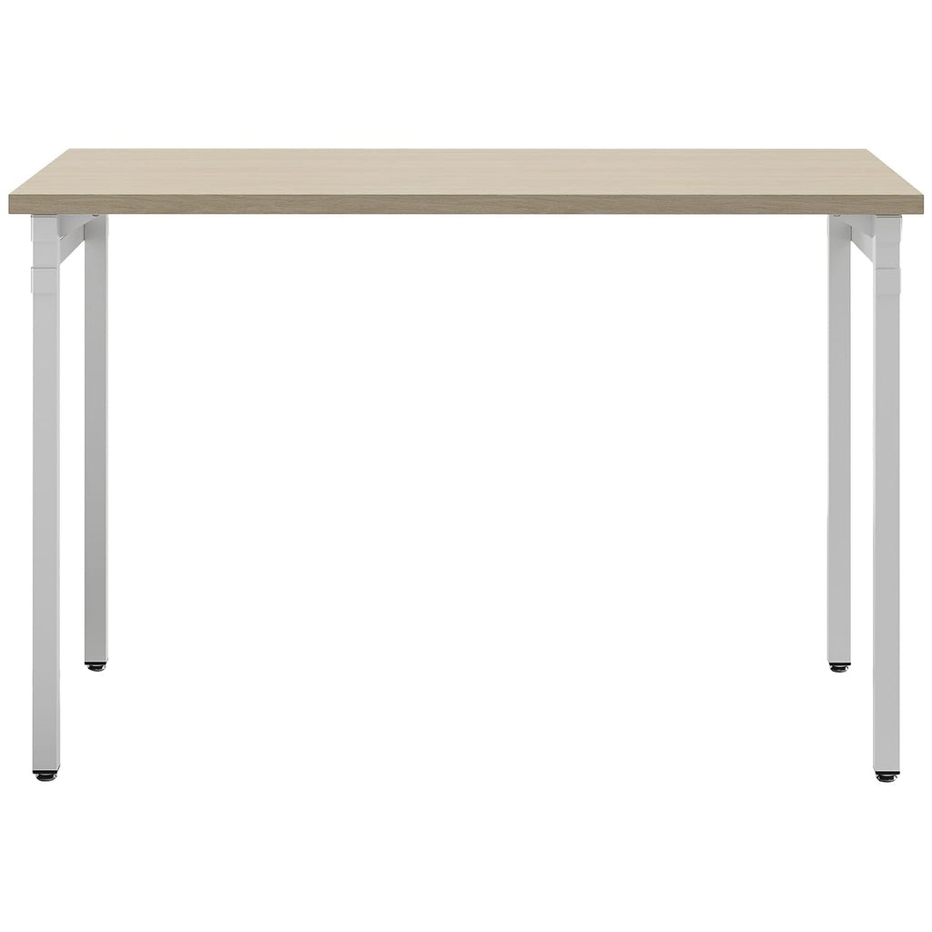 Safco Modern Home Office Desk Beige Wood Laminate White Powder Coat Steel Frame