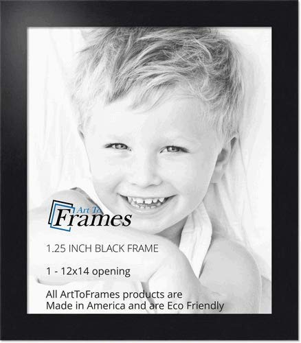 ArtToFrames 12x14 Inch Black Picture Frame, This 1.25 Custom Poster Frame is Black Steel Style, for Your Art or Photos - Comes w