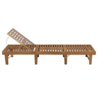 vidaXL Sun Lounger Folding Lounge Bed with Royal Blue Cushion - Solid Wood Acacia Recliner for Outdoor, Garden, Patio & Deck - Adjustable Backrest, Weather-Resistant