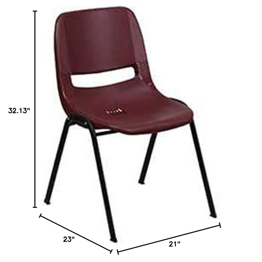 Ergonomic Shell Stack Chair, Burgundy, Plastic - Lot Of 4