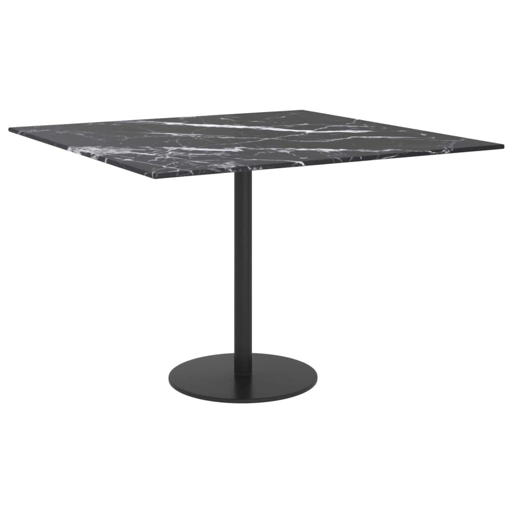 vidaXL 23.6&quot; x 23.6&quot; Black Tempered Glass Table Top with Marble Design - Durable Square Glass Piece for Dining and Coffee Tables