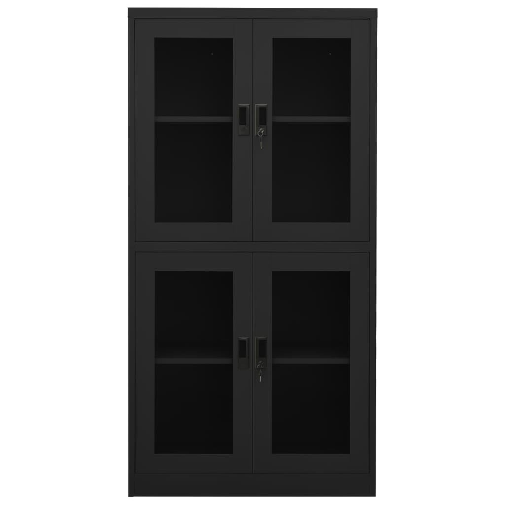 vidaXL Office Cabinet Anthracite 35.4&quot;x15.7&quot;x70.9&quot; Steel and Tempered Glass