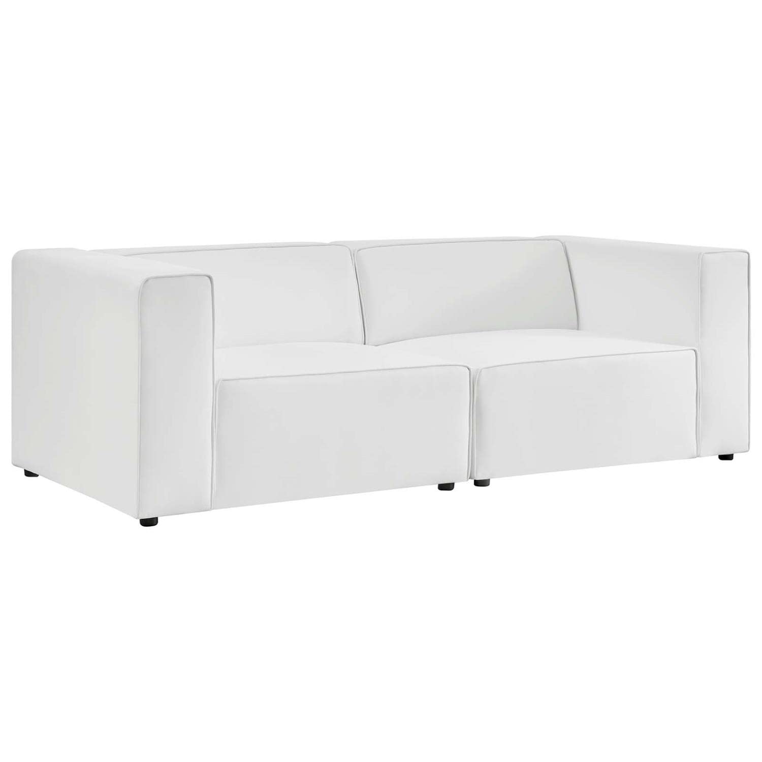 Modway Mingle Vegan Leather 2-Piece Sectional Loveseat in White