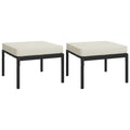vidaXL Patio Footstools, Set of 2, Comfortable Steel Outdoor Furniture with Sand Cushions, Modular and Durable, Black - 23.6x23.