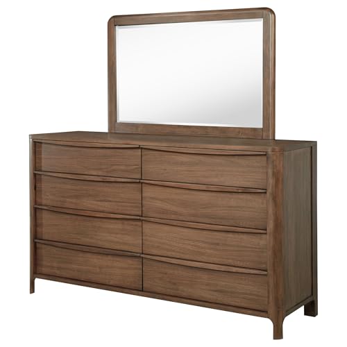 Coaster Home Furnishings Maderia Transitional 70-inch 8-Drawer Bedroom Dresser with Mirror Bedroom Clothing Storage Cabinet Wide Chest of Drawers Organizer Unit Walnut 223323M