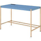 Acme Midriaks Wooden Top Writing Desk with USB Port in Navy Blue and Gold