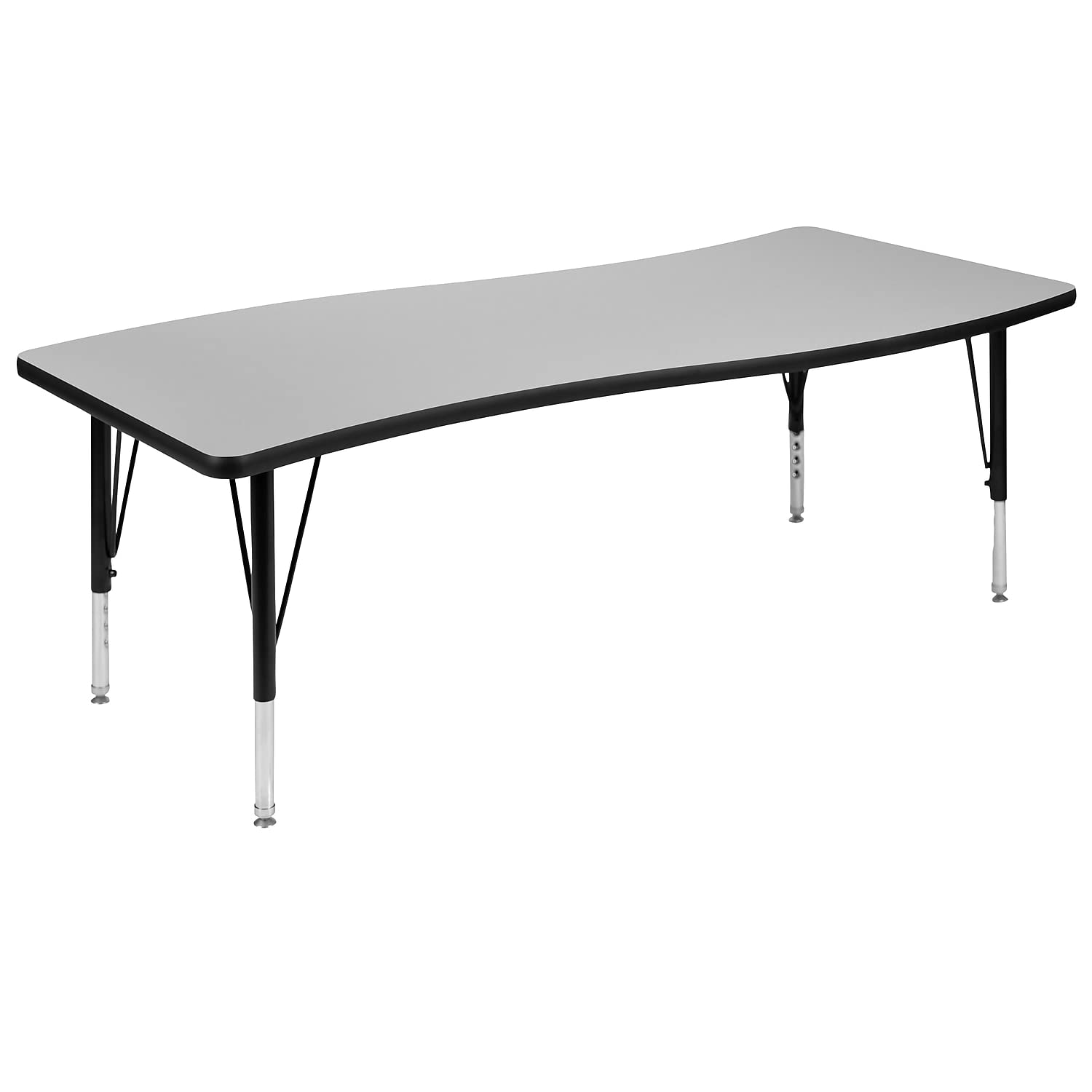 Flash Furniture Wren 26W x 60L Rectangular Wave Flexible Collaborative Grey Thermal Laminate Activity Table - Height Adjustable 