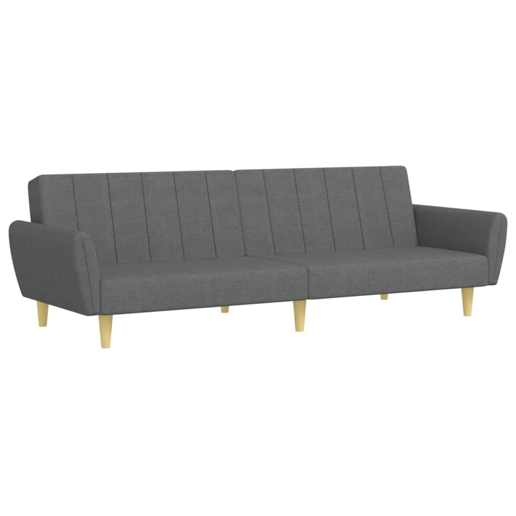 vidaXL 2 Seater Sofa Bed with Stool Dark Grey Fabric, 3216247