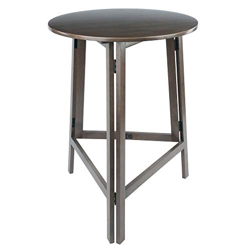 Ergode Wood Torrence High Table - Folding Round Table, Oyster Gray, 30" Diameter