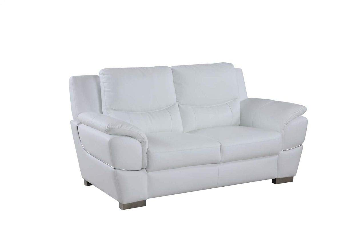 HomeRoots 37' Chic White Leather Loveseat