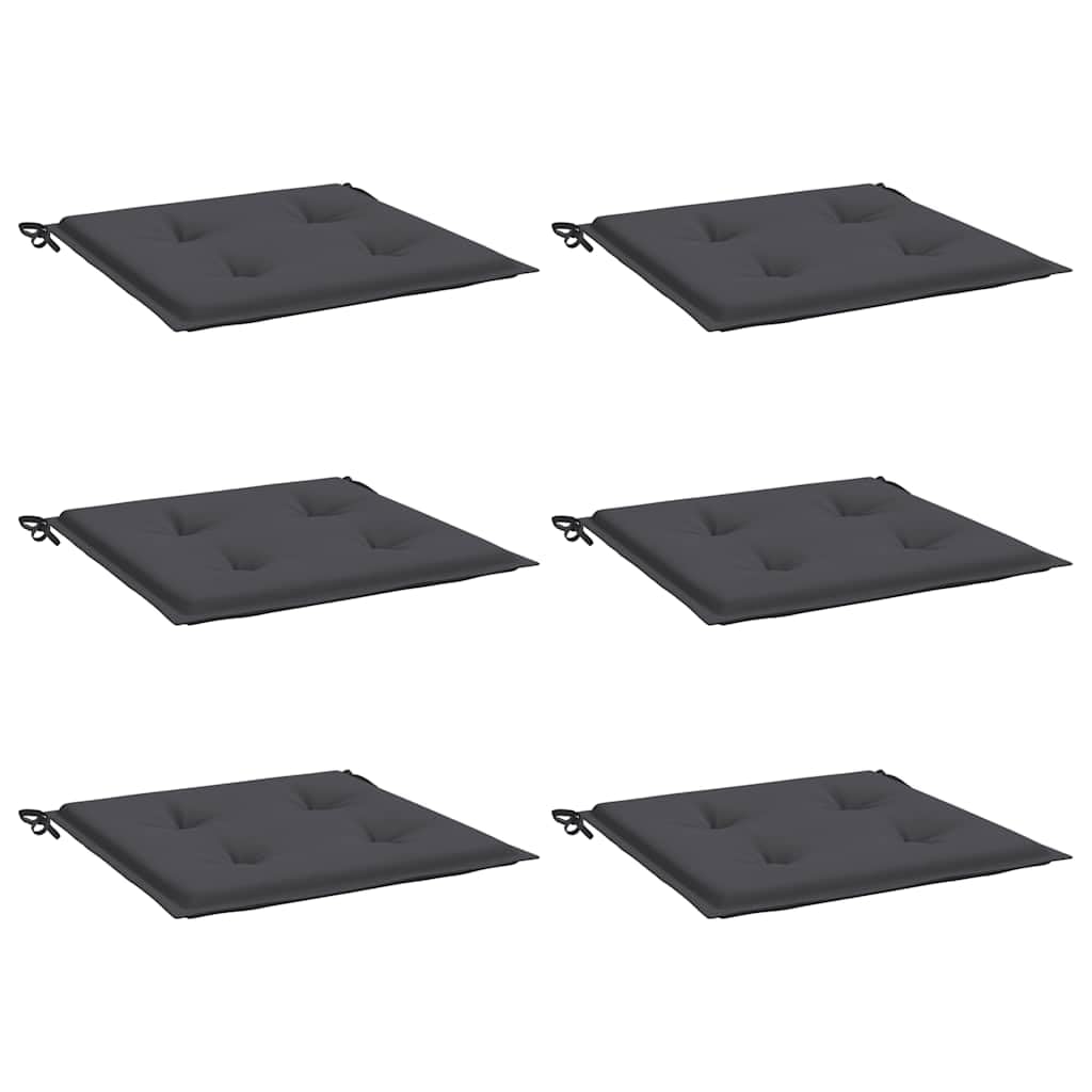Vidaxl Set Of 6 Anthracite Garden Chair Cushions - 19.7'X19.7'X1.2' Oxford Fabric, Weather-Resistant Outdoor Seat Cushions Wi