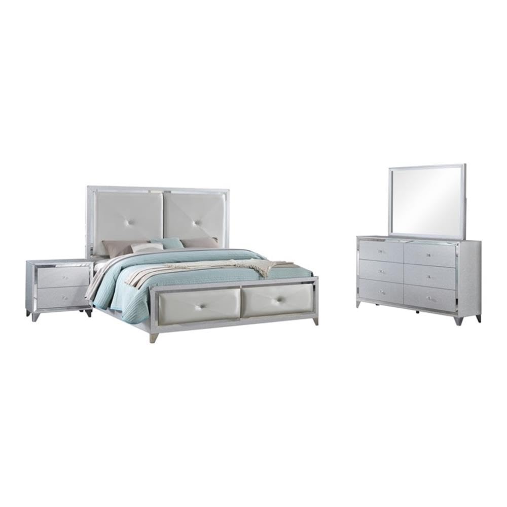 Coaster Larue California King Bed 4-Piece Set, Silver