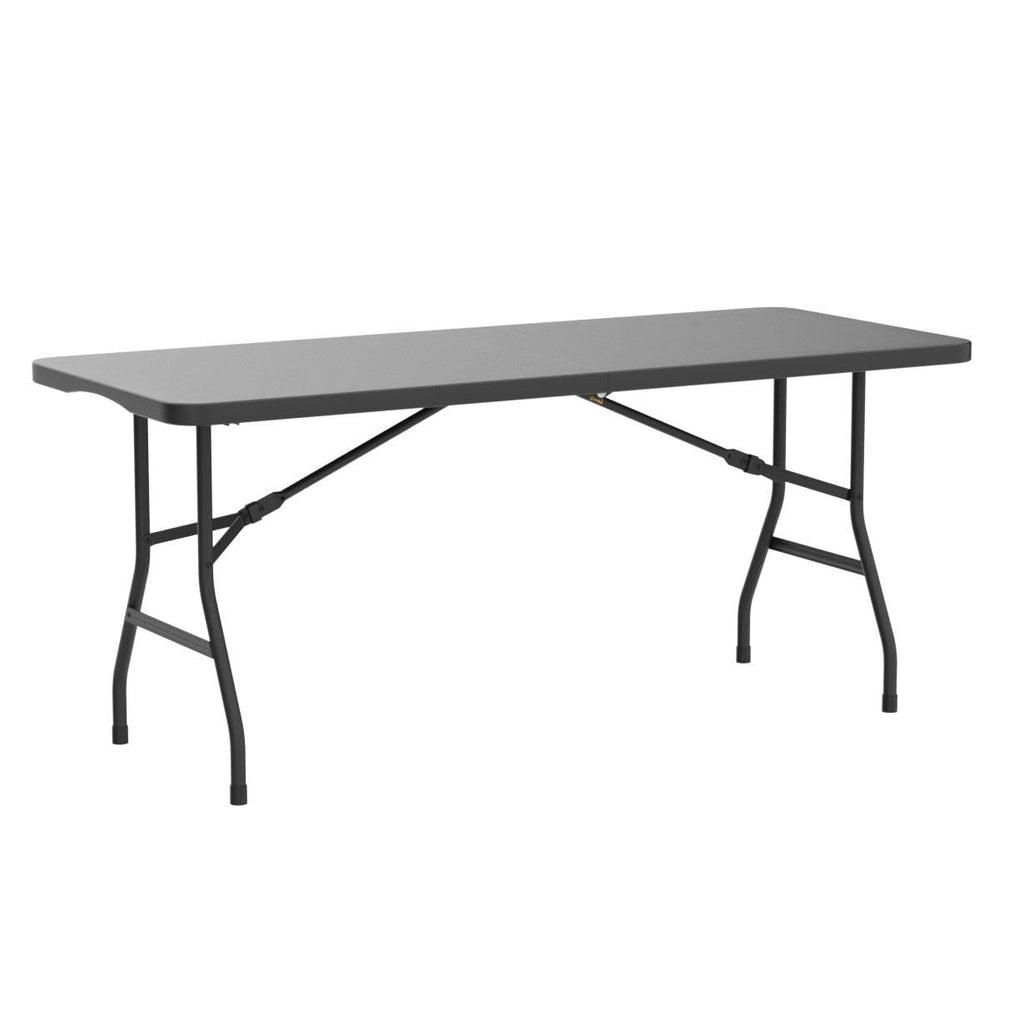 Yitahome Folding Tables Heavy Duty Folding Table 6Ft With Carrying Handle Plastic Fold Up Table For Outdoor Camping Picnic Parties/Indoor Events All In Black