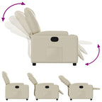 vidaXL Recliner Chair - Cream Faux Leather Armchair with Manual Reclining, Cup Holders and Side Pocket for Living Room, Office - Comfortable, Durable Seating, 29.1x34.6x38.2