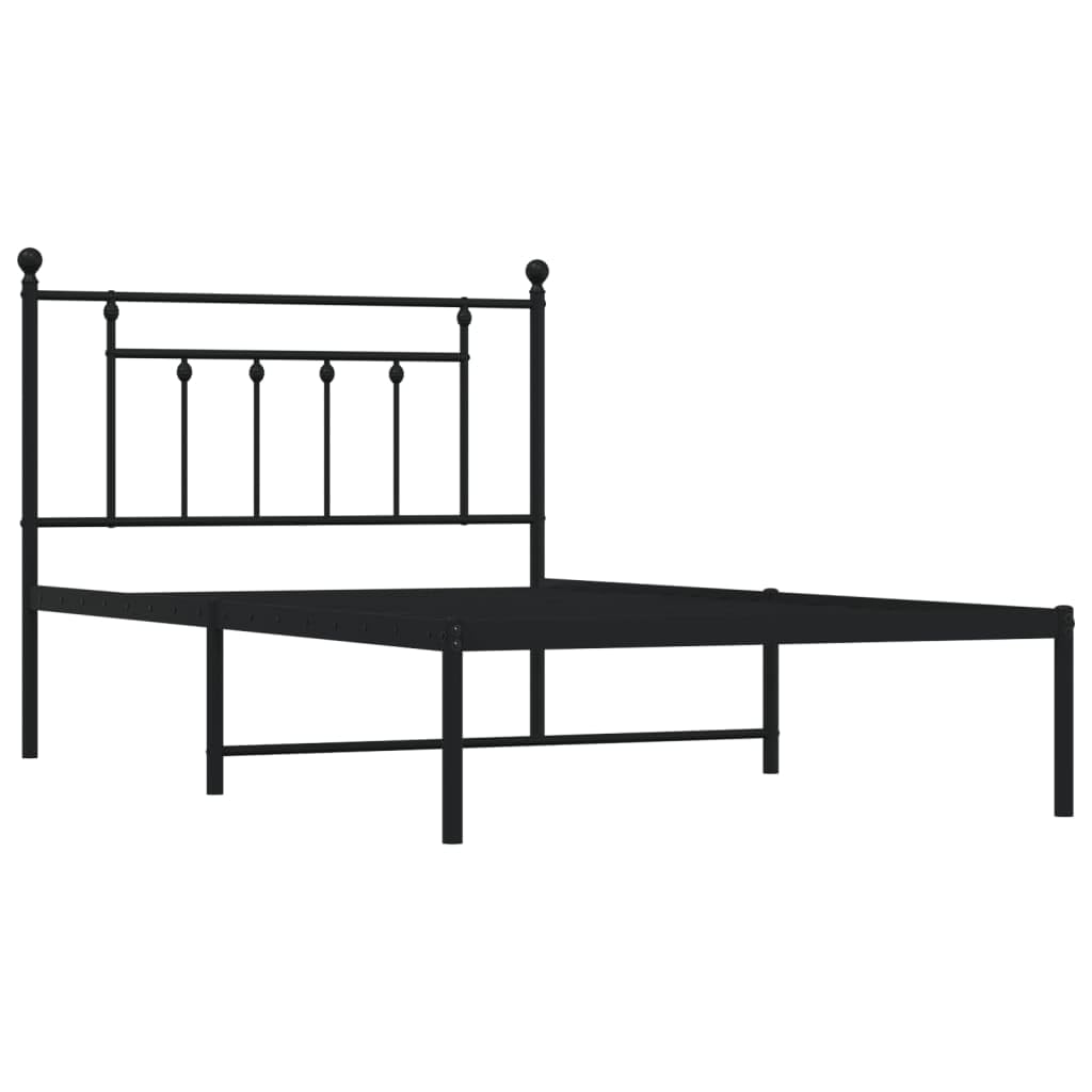 vidaXL 12 Inch Black Twin XL Bed Frame with Headboard, Sturdy Metal Platform Bed Frame & Slats, Extra Under Bed Storage, No Box Spring Needed, Without Mattress