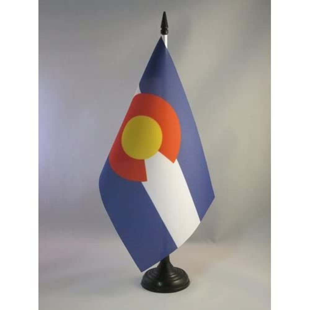 Colorado Table Flag 5' X 8' - Us State Of Colorado Desk Flag 21 X 14 Cm - Black Plastic Stick And Base - Az Flag