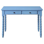 Acme Altmar Wooden Rectangular 2-Drawer Writing Desk with Turned Legs in Blue