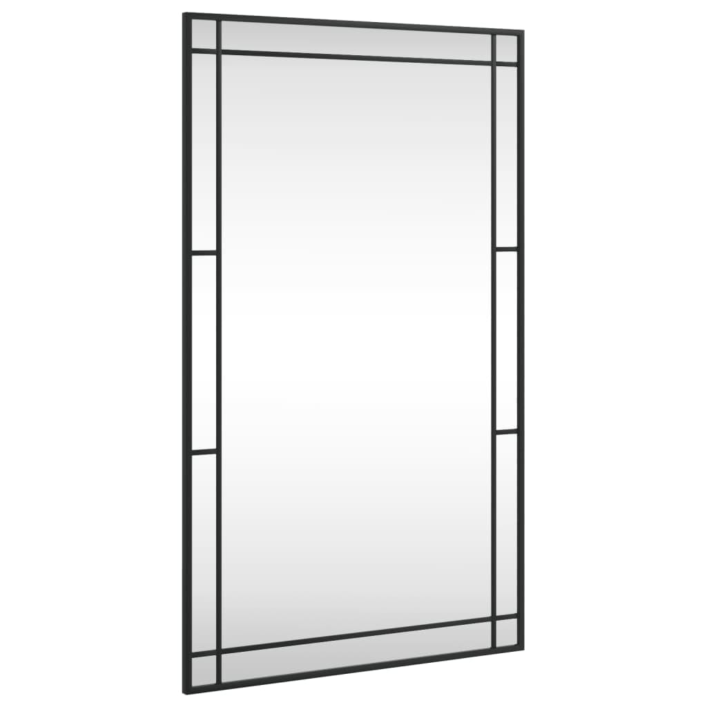 vidaXL Wall-Mounted Rectangle Mirror with Powder-Coated Iron Frame - Sleek Minimalistic Design for Bedroom, Living Room, Hallway, Bathroom - Black 23.6&quot;x39.4&quot;