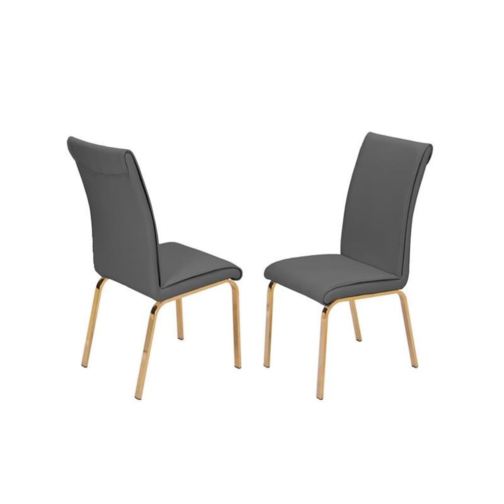 Best Quality Furniture 5Pc Dining Set (1 Table + 4 Chairs), Dark Gray, Gold