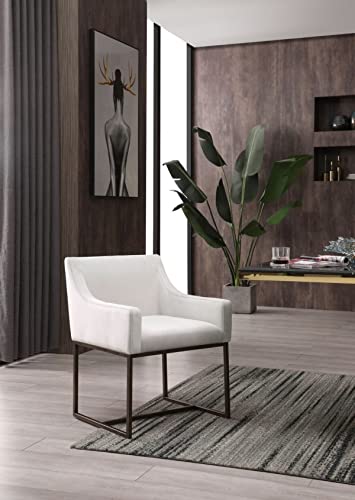 HomeRoots Beige Velvet Antique Brass Dining Chair