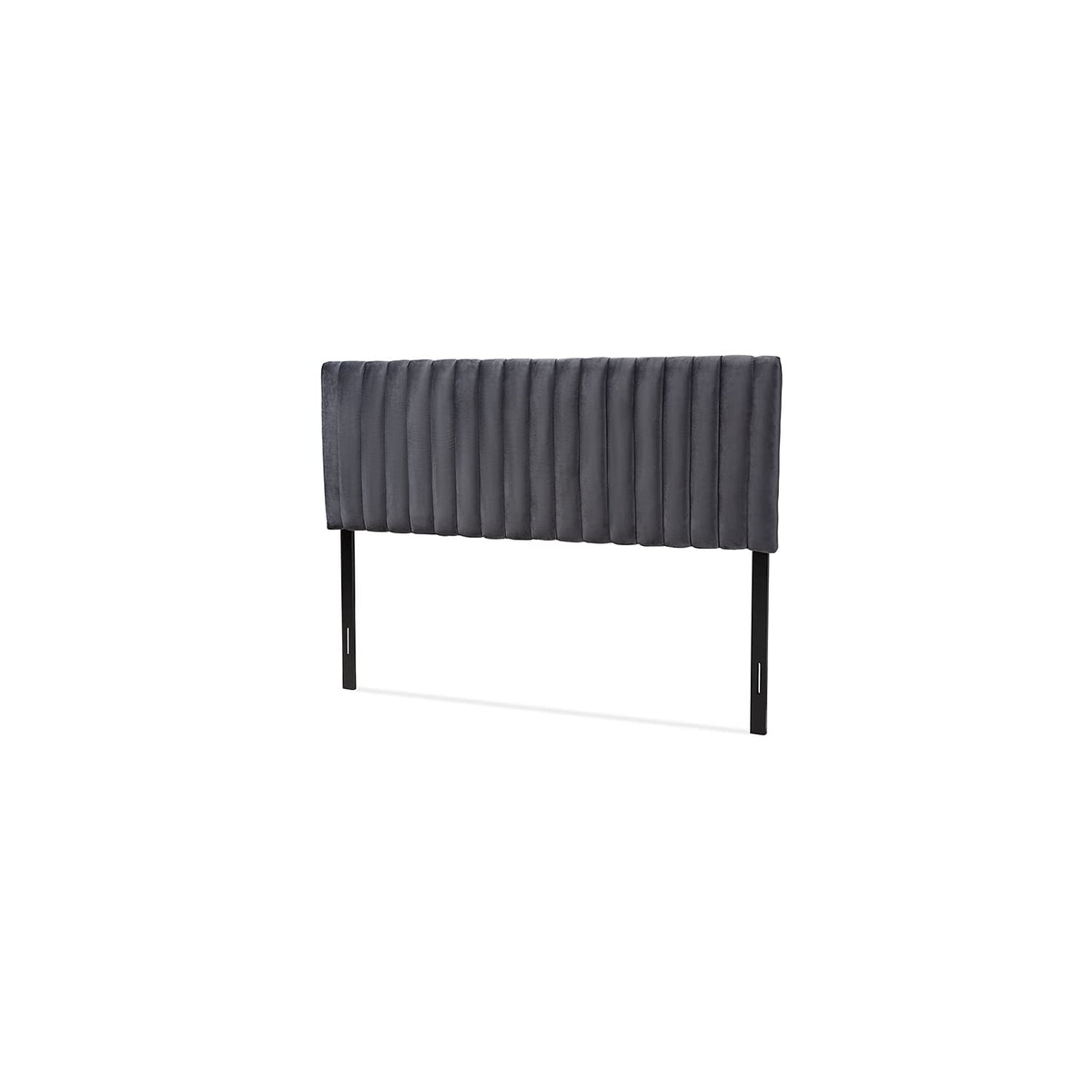 Baxton Studio Emile Modern and Contemporary Grey Velvet Fabric Upholstered and Dark Brown Finished Wood Queen Size Headboard