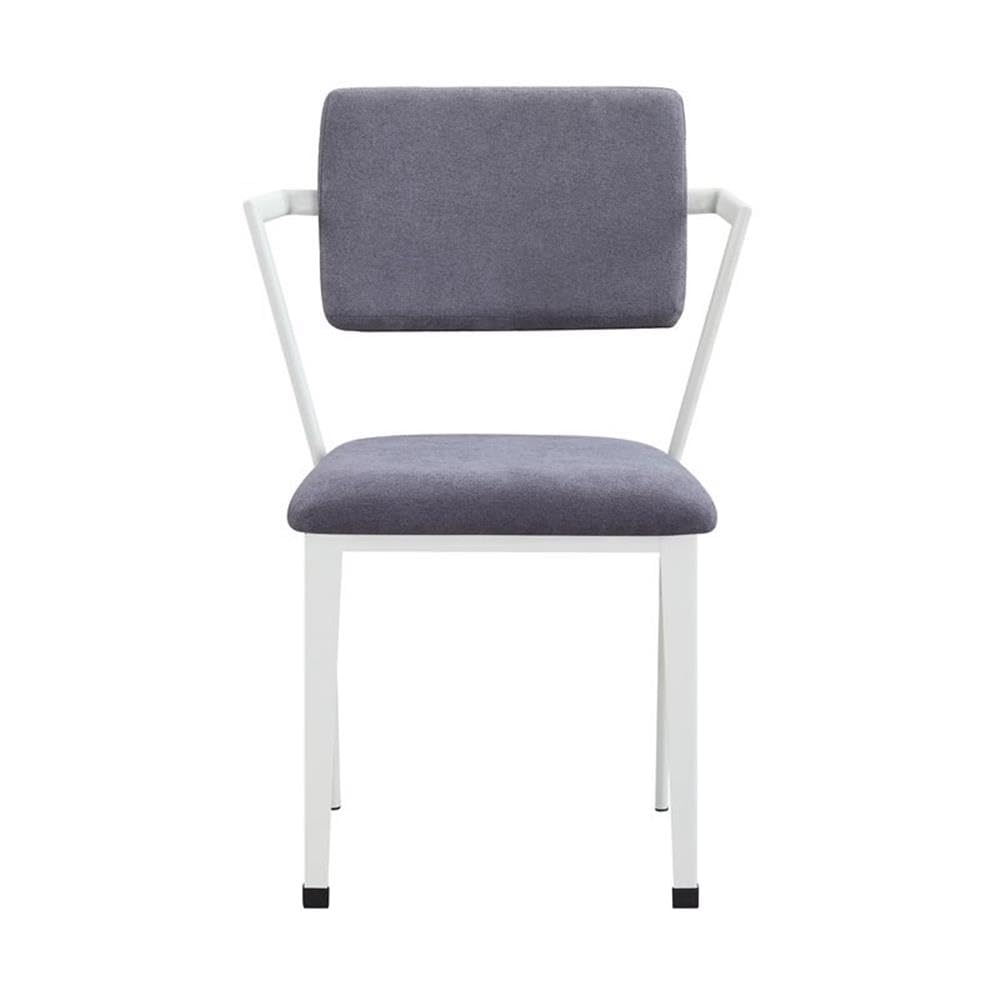 Acme Cargo Fabric Upholstered Dining Arm Chair in Gray and White Set of 2