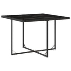 vidaXL 9 Piece Patio Dining Set with Cushions - Black Poly Rattan, Glass Top Table, Foldable Chairs, Stools for Garden, Patio, Backyard