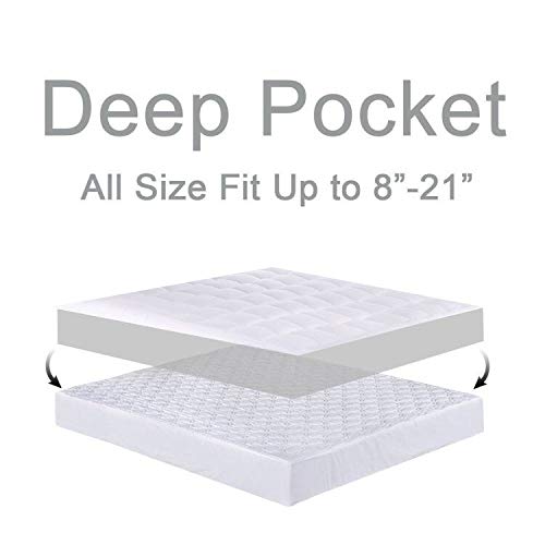 Mattress Topper Full For Back Pain, Extra Thick Mattress Pad Cover, Plush Pillow Top, Deep Elastic Pocket, Navy