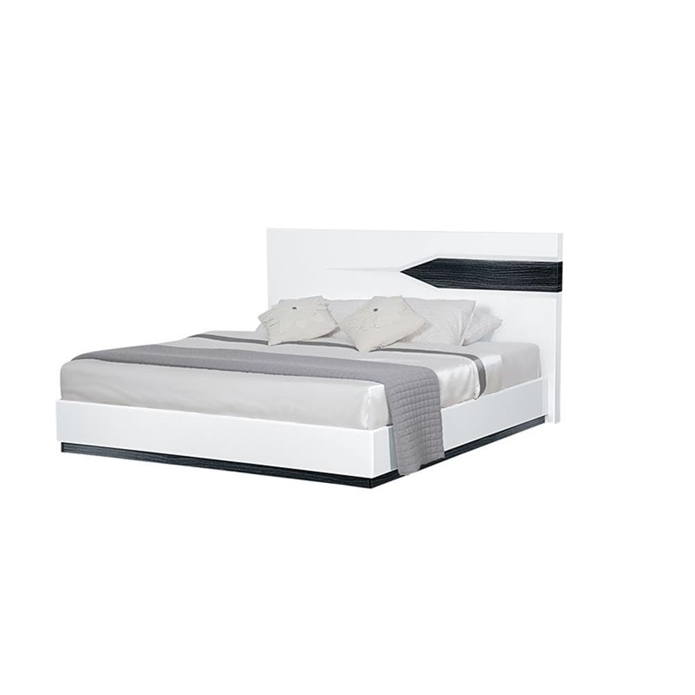 Global Furniture Hudson Bed, Queen, Zebra Grey And White