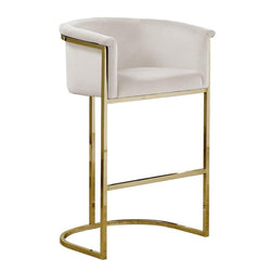 24 Cream Velvet Upholstered Counter Height with Gold Base Single