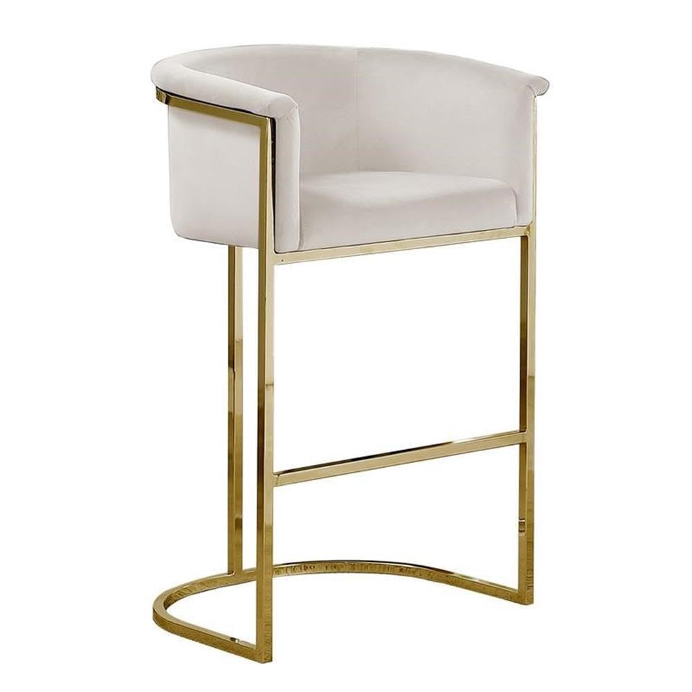 24 Cream Velvet Upholstered Counter Height with Gold Base Single