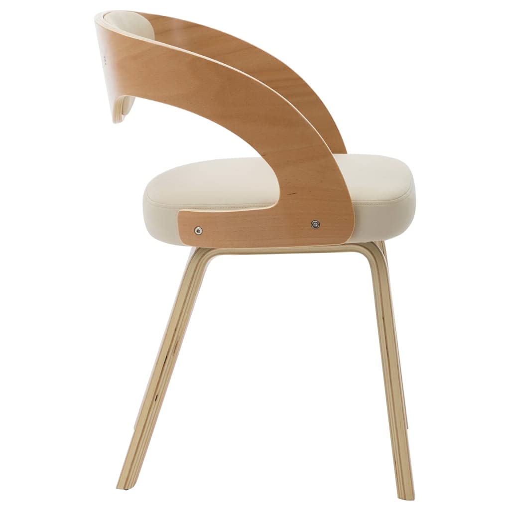 vidaXL Dining Chairs - Cream Bent Wood Frame with Comfy Faux Leather Upholstery, Spacious Seating, Ideal for Dining Room, Lounge or Office