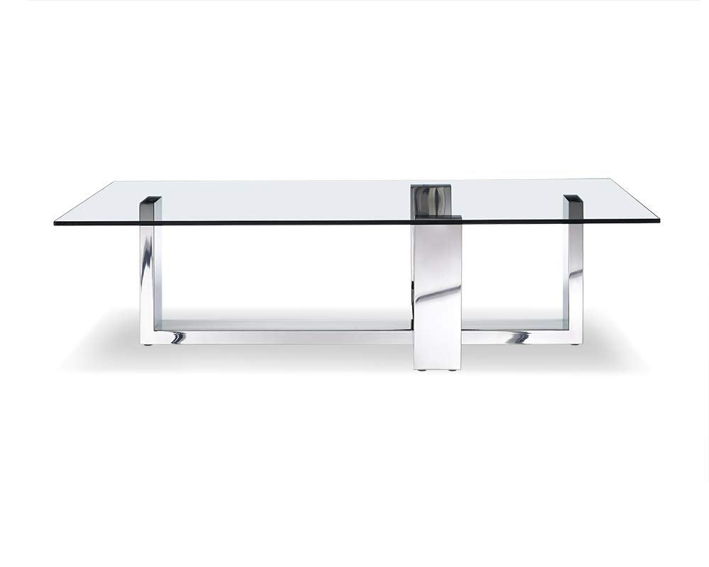 HomeRoots 59 X 28 X 16 Clear Glass Coffee Table