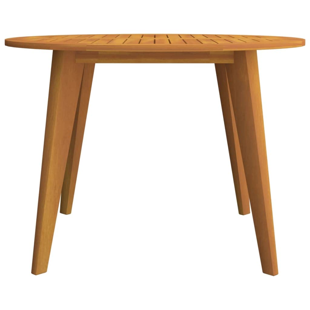 vidaXL Solid Wood Round Patio Table - Acacia - 43.3"x29.5", Durable and Sturdy with Slatted Design and Diagonal Legs