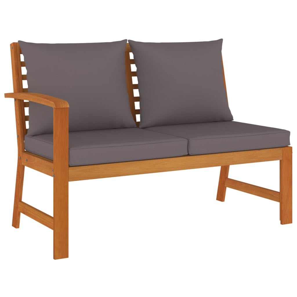 vidaXL Garden Dining Set with Cushions - 7 Piece Outdoor Patio Furniture, Solid Acacia Wood, Modular Design, Dark Gray Cushion Cover