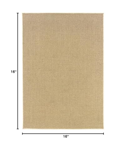 HomeRoots Polypropylene 4’x6’ Solid Sand Beige Indoor Outdoor Area Rug
