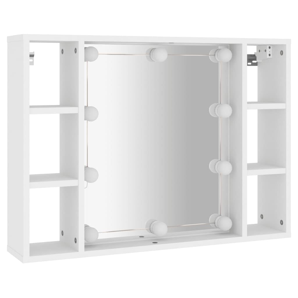 vidaXL Mirror Cabinet with LED White 29.9&quot;x5.9&quot;x21.7&quot;