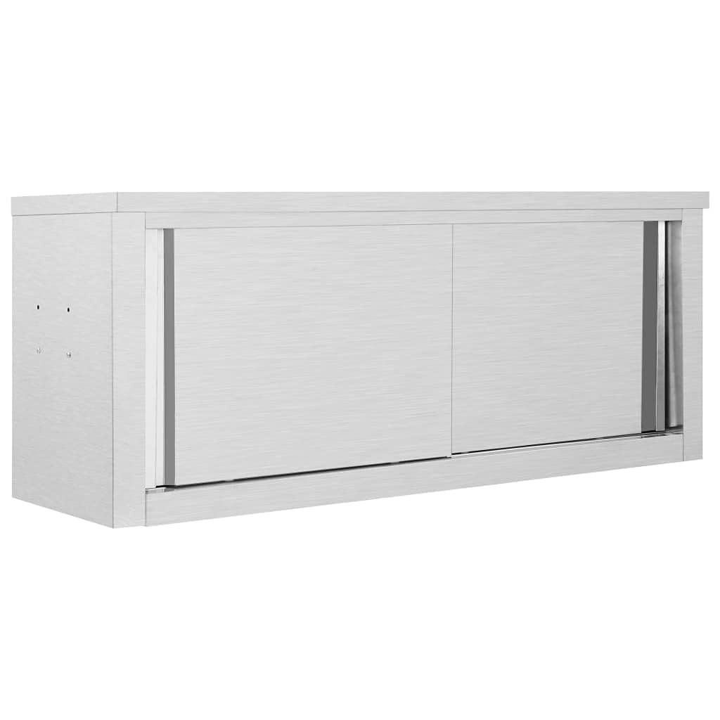vidaXL Kitchen Cabinet with Sliding Doors Storage Cabinet Restaurant Hotel Canteen 120 x 40 x 50 cm Stainless Steel