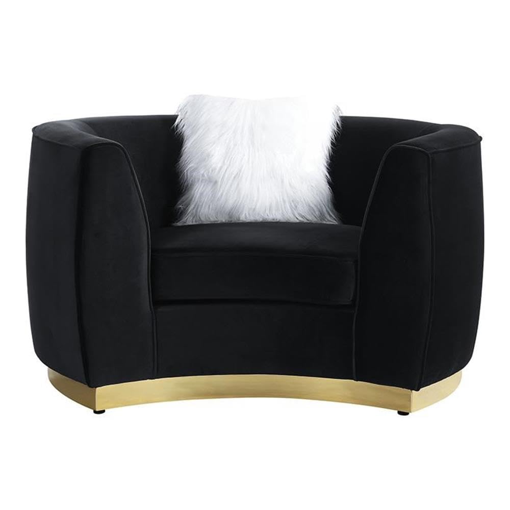 Acme Achelle Chair with Pillow in Black Velvet
