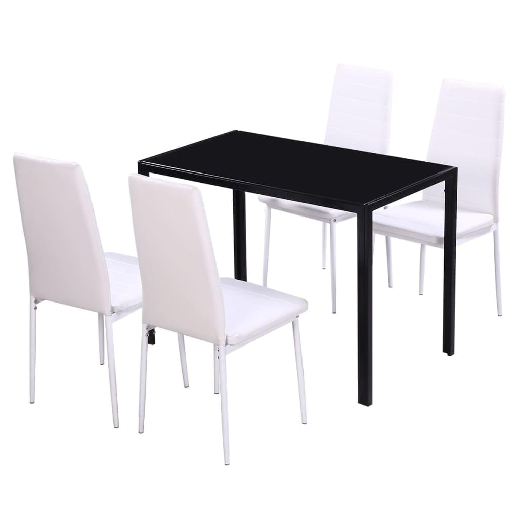 vidaXL Dining Table and Chair 5 Piece, Dining Set for Kitchen Dining Room Bar Home, Dinner Table for Breakfast, Chair, Modern Style, Black and White