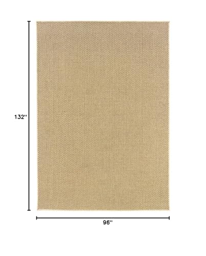 HomeRoots Polypropylene 8’x11’ Solid Sand Beige Indoor Outdoor Area Rug