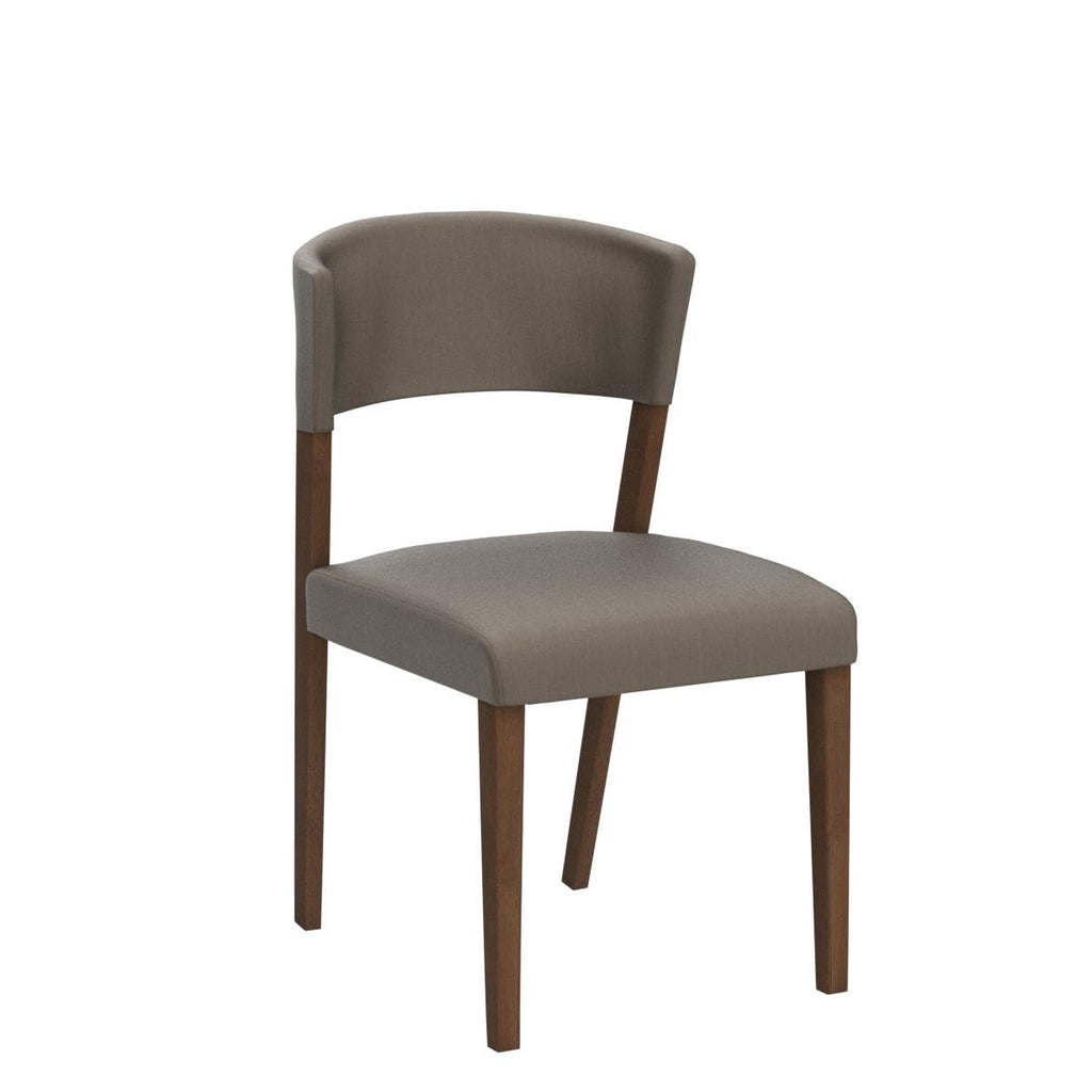 Baxton Studio Montreal Mid-Century Dark Walnut Wood Grey Faux Leather Dining Chair
