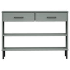 vidaXL Classic Industrial Console Cabinet with Metal Legs, Gray Solid Pine Wood, Large and Spacious with Functional Drawer