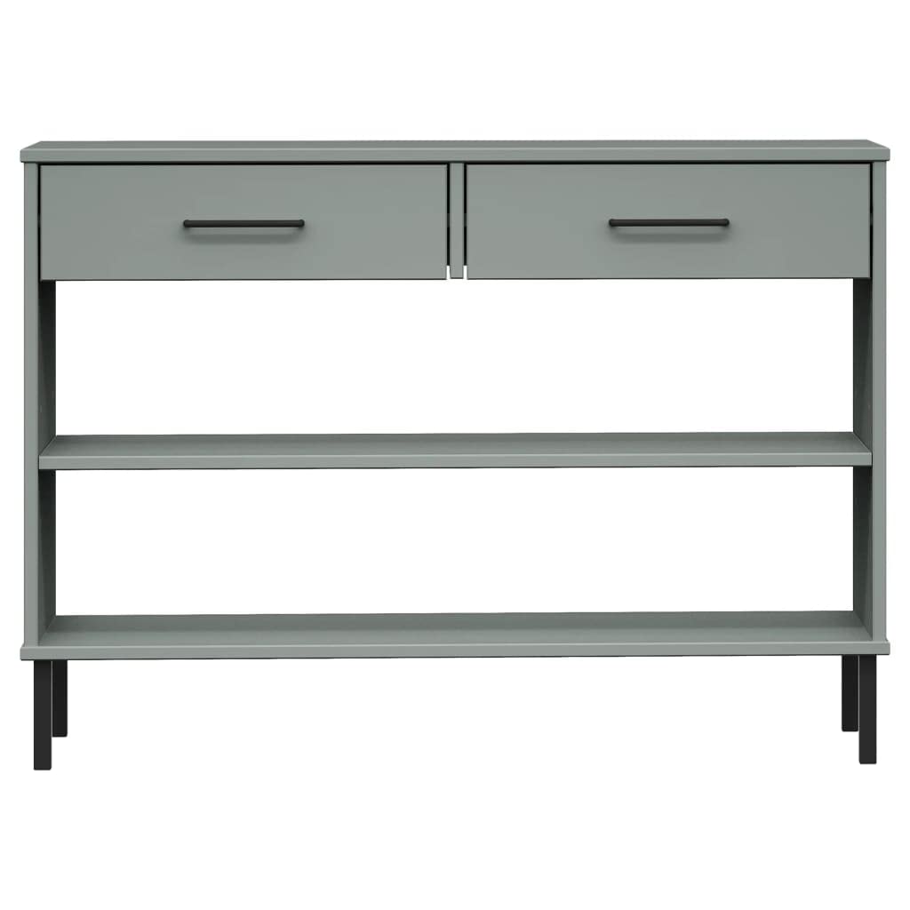 vidaXL Classic Industrial Console Cabinet with Metal Legs, Gray Solid Pine Wood, Large and Spacious with Functional Drawer